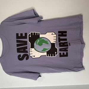 Unisex Obey Save Earth‎ Graphic Tee Periwinkle Size Large